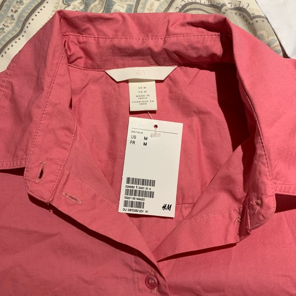 H & M Pink elbow length puff sleeved shirt - Picture 2 of 4